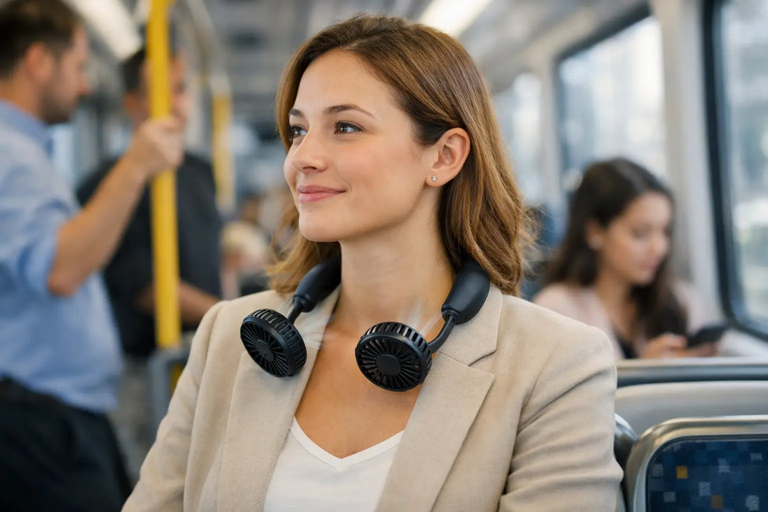 Ventilateur de cou pour transports en commun