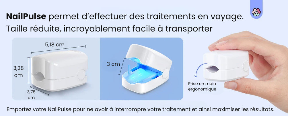 NailPulse : Dispositif IR pour traitement fongique des ongles, Elimination de L'onychomycose, Charge USB, Lumière Infrarouge 905Nm (destruction fongique) , Lumière Bleue (désinfection) 470Nm