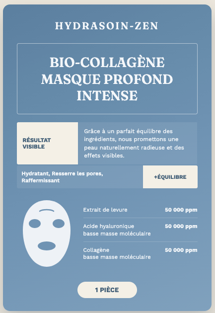 2 Masques COLLAGENE INTENSE à la CENTELLA / 2x34 Gr